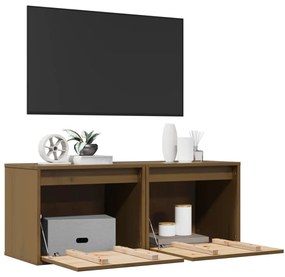 vidaXL Ντουλάπια Τοίχου 2 τεμ. Καφέ Μελί 45x30x35 εκ Μασίφ Ξύλο Πεύκου