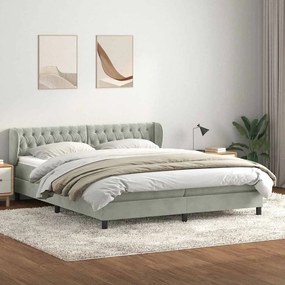 Box Spring κρεβάτι με στρώματα ανοιχτό γκρι 200x220cm Βελούδινο - Γκρι