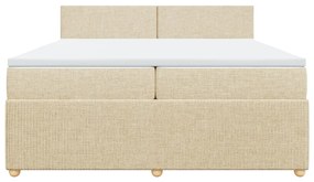 Κρεβάτι Boxspring με Στρώμα Κρεμ 200x200 εκ. Υφασμάτινο - Κρεμ