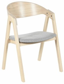 Καρέκλα Berwyn 1606, Ανοιχτό χρώμα ξύλου, Γκρι, 79x56x43cm, 6 kg, Ταπισερί, Ξύλινα, Φυσικό ξύλο καπλαμά, Μπράτσα, Ξύλο: Καουτσούκ | Epipla1.gr