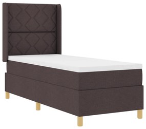 vidaXL Κρεβάτι Box Spring με Στρώμα & LED Καφέ Σκούρο 80x200 εκ. Ύφασμα