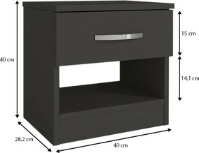 Κομοδίνο Lube Megapap χρώμα ανθρακί 40x28,2x40εκ.