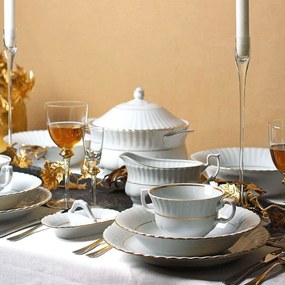 Σερβίτσιο Πιάτα Φαγητού Ivona (Σετ 20Τμχ) 36.001.40G White-Gold Cryspo Trio 20 τμχ Πορσελάνη