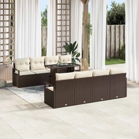 vidaXL Σετ Καναπέ Κήπου με μαξιλάρι 9 pcs Καφέ Πολυ ράταν