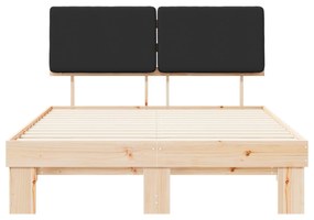 vidaXL Σκελετός Κρεβατιού με Επενδεδυμένο Κεφαλάρι Μαύρο 120 x 190 cm