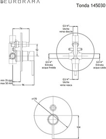 Eurorama Tonda 145030 Black Matt - Μικτης εντοιχισμου 2 εξοδων