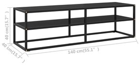 vidaXL Έπιπλο Τηλεόρασης με Μαύρο Γυαλί 140 x 40 x 40 εκ.