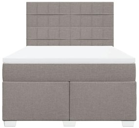 Κρεβάτι Boxspring με Στρώμα Taupe 160x200 εκ. Υφασμάτινο - Μπεζ-Γκρι