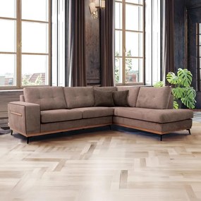 Γωνιακός Καναπές Sebastian Fylliana Δεξιά Γωνία Καφέ 280x220x95 εκ. 280x220x95 εκ.