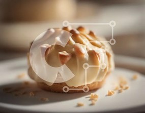 Σετ των 2 Intra Συλλεκτικό Ξύλινο Παζλ Plywood  4mm - Νόστιμο επιδόρπιο σε λευκό πιάτο με ψεκασμούς Σε Ξύλινο Κουτί - Διαστάσεις: 10x10 cm – 25 κομμάτια