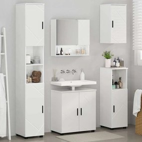 vidaXL Σετ Επίπλων Μπάνιου Επιτοίχιο 5 pcs Υψηλής γυαλάδας λευκό