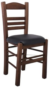 ΣΙΦΝΟΣ Καρέκλα Οξιά Βαφή Εμποτισμού Καρυδί, Κάθισμα Pu Μαύρο -  41x45x88cm