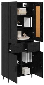 vidaXL Highboard με συρτάρι 2 pcs Μαύρη Οξυά Επεξεργασμένο ξύλο