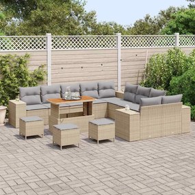 vidaXL Σετ Καναπέ Κήπου 14 pcs Μπεζ, Ανοιχτό Γκρι 110 x 55 x 71 εκ