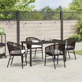 vidaXL Σέτ φαγητού για κήπο 5 pcs Καφέ Πολυ ράταν