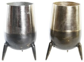 Βάζο DKD Home Decor 15,5 x 15,5 x 26 cm Ασημί Χρυσό Αλουμίνιο Σύγχρονη (x2)
