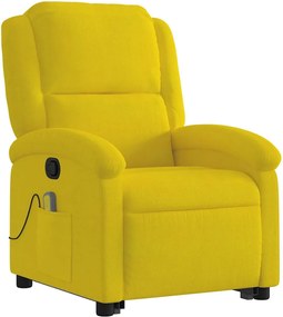 vidaXL Πολυθρόνα Μασάζ Ανακλινόμενη με Ανύψωση Κίτρινη Βελούδινη