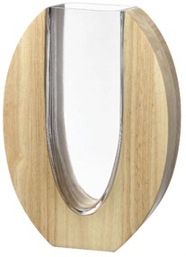Βάζο Legno 025655L 28cm Clear-Natural Leonardo Wood, Glass