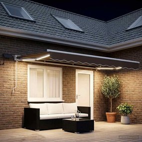 vidaXL Χειροκίνητο πλαίσιο τέντας με LED Taupe 4 x 2 m