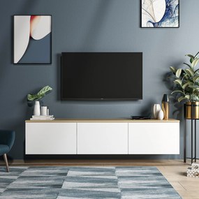 Έπιπλο Τηλεόρασης Λευκό / Δρυς GREFE 160x32x35