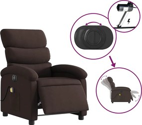 vidaXL Πολυθρόνα Μασάζ Ηλεκτρική Ανακλινόμενη Σκούρο Καφέ Υφασμάτινη