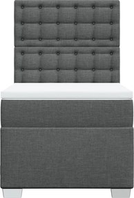 vidaXL Κρεβάτι Boxspring με Στρώμα Σκούρο Γκρι 100x200 εκ. Υφασμάτινο