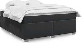 vidaXL Κρεβάτι Boxspring με Στρώμα Μαύρο 180x200εκ.από Συνθετικό Δέρμα
