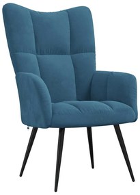 vidaXL Πολυθρόνα Relax Μπλε Βελούδινη με Σκαμπό