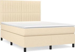 vidaXL Κρεβάτι Boxspring με Στρώμα Κρεμ 140x200 εκ. Υφασμάτινο