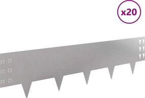 vidaXL Περίγραμμα γκαζόν 20 τμχ. 100 x 25 cm Ανοξείδωτο Ατσάλι Ασημί