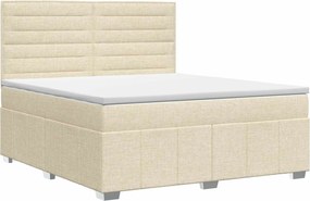 vidaXL Κρεβάτι box spring με στρώμα Κρεμ 140 x 200 cm Ύφασμα