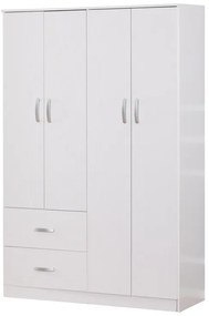 Intrahome Ντουλάπα ρούχων τετράφυλλη Zelia Intrahome με 2 συρτάρια σε λευκή απόχρωση 120x42x180εκ | SKU: INTRAPA-350111179