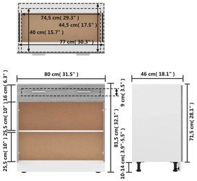 Έπιπλο Με Συρτάρι Γκρι Sonoma 80x46x81,5 εκ. Επεξεργ. Ξύλο - Γκρι