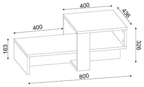 Τραπεζάκι σαλονιού Kalune Design 731WAT2801, 80x32x43 cm, 2 επίπεδα, Μοριοσανίδα με επένδυση μελαμίνης, καφέ / λευκό