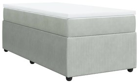 Κρεβάτι Boxspring με Στρώμα Ανοιχτό Γκρι 100x200 εκ. Βελούδινο - Γκρι