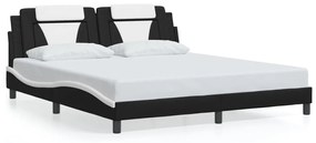 Πλαίσιο Κρεβατιού με LED Μαύρο/Λευκό 180x200εκ. Συνθετικό Δέρμα