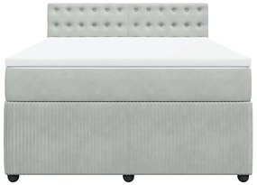 vidaXL Κρεβάτι Boxspring με Στρώμα Ανοιχτό Γκρι 140x190 εκ. Βελούδινο