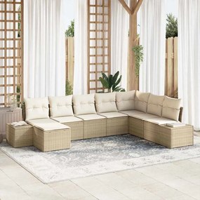 vidaXL Σετ Καναπέ Κήπου 8 pcs Μπεζ 319 x 209 x 85 εκ PE ρατάν