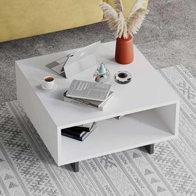 Τραπεζάκι σαλονιού Hola Megapap χρώμα λευκό - ανθρακί 60x60x32εκ.