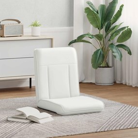 vidaXL Ρυθμιζόμενη Πολυθρόνα Δαπέδου Λευκό Τεχνητό Δέρμα