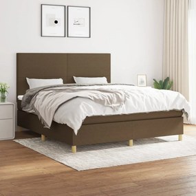 Κρεβάτι Boxspring με Στρώμα Σκούρο Καφέ 180x200 εκ Υφασμάτινο - Καφέ