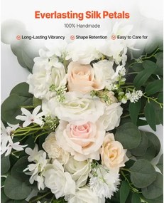 VEVOR Artificial Wedding Arch Flowers Kit White With 2 Pcs Flowers 2 Pcs Drapes