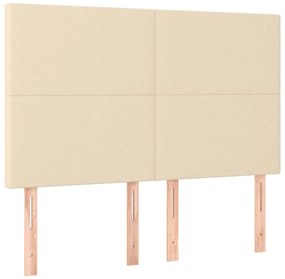 vidaXL Κρεβάτι Boxspring με Στρώμα &amp; LED Κρεμ 140x190 εκ. Υφασμάτινο