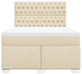 vidaXL Κρεβάτι Boxspring με Στρώμα Κρεμ 140x190 εκ. Υφασμάτινο