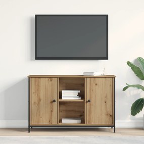 vidaXL Ντουλάπα Τηλεόρασης Μαύρη Δρυς 101x35x65 εκ. Κατασκευασμένο από ξύλο και ατσάλι