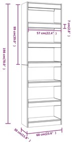 Βιβλιοθήκη/Διαχωριστικό Χώρου Γκρι Sonoma 60x30x198 εκ. - Γκρι