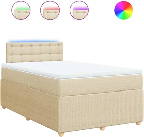 vidaXL Κρεβάτι Boxspring με Στρώμα Κρεμ 120x200 εκ. Υφασμάτινο
