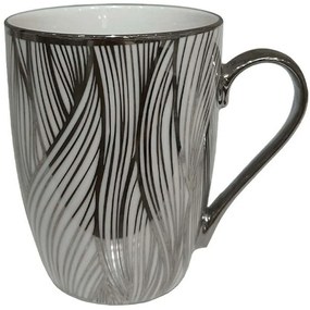 Κούπα Chic 028831 8x8x11cm White-Silver Πορσελάνη