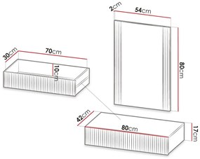 Τουαλέτα Charlotte H111, Μαύρο, Καθρέφτης, 97x80x42cm, 19 kg | Epipla1.gr