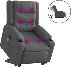 vidaXL Πολυθρόνα Μασάζ Ηλεκ. Ανακλινόμενη Ανύψωση Σκ. Γκρι Υφασμάτινη
